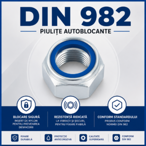 Piulițe cu autoblocare ISO 7040/DIN 982 (tip înalt, inserție nylon)