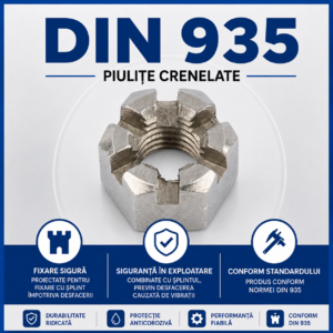 Piulițe hexagonale crestate DIN 935